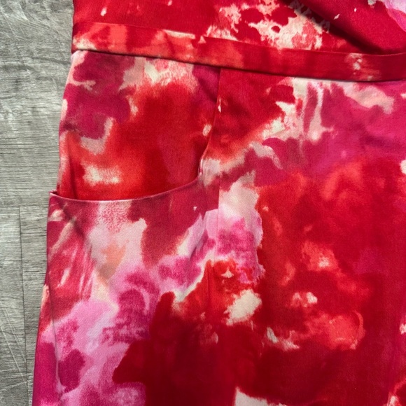 Adrianna Papell Red/Pink Watercolor Sleeveless Sheath Dress Pockets Womens Sz. 6 - Picture 6 of 9